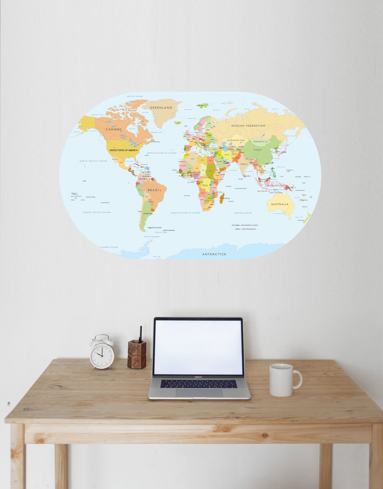World Map Highly Detailed Fabric Wall Decal - A Creative Hart